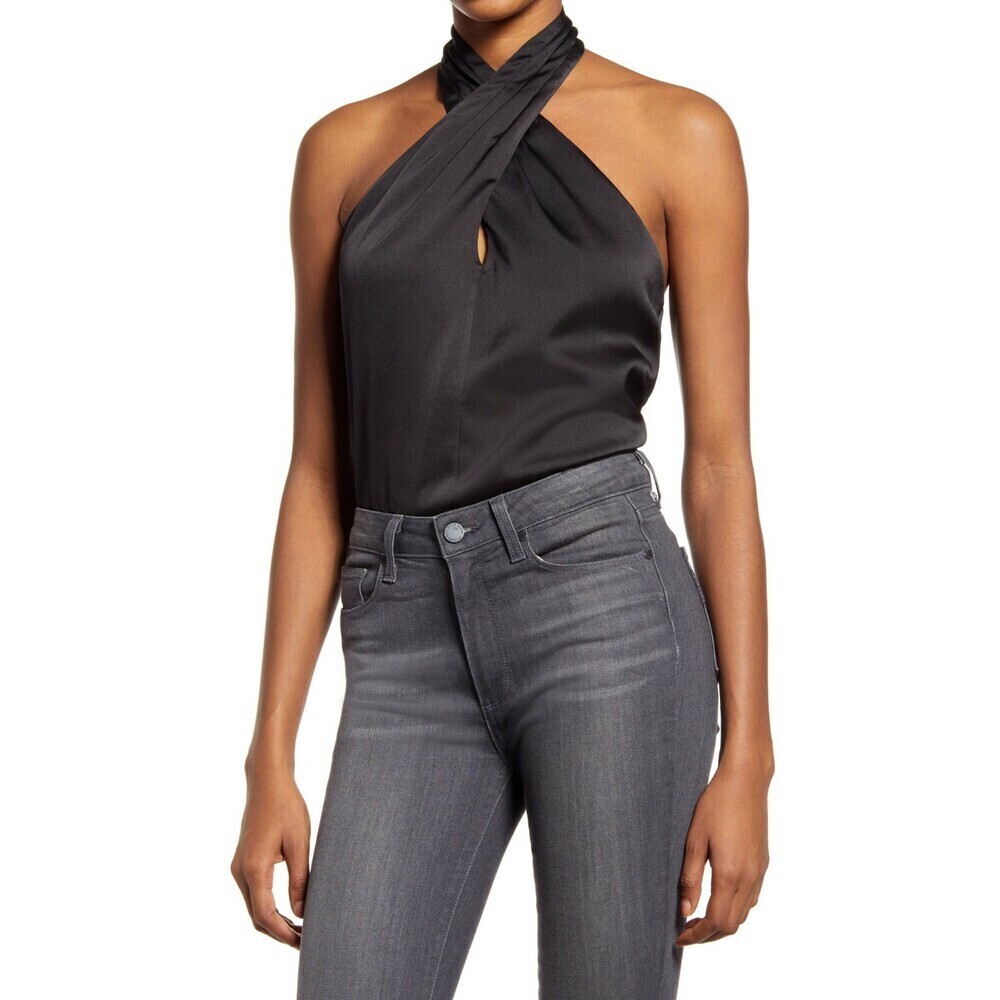 CHELSEA28 Twist Neck Tank In Black Size S